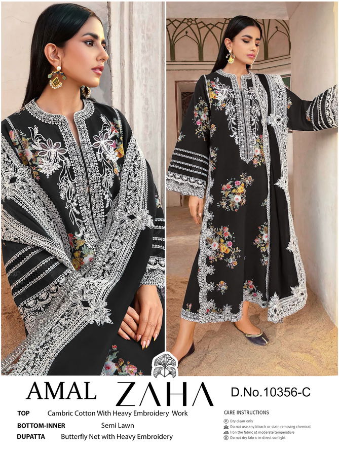 Amal By Embroidery Cambric Cotton Zaha Pakistani Suits Wholesale Price In Surat
